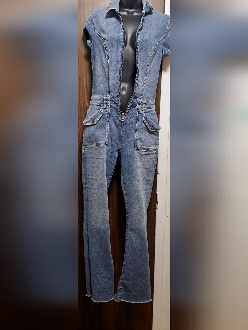 Guess Ladies Denim Short sleeve Jumpsuit - Small